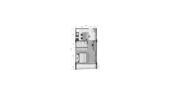 Планировка квартиры 1 спальня в ЖК The Trees Residence  № 11007 (2D)